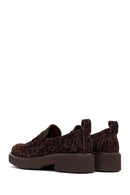 Woman Leopard Print Suede Leather Masculine Loafer | Derimod Woman Leopard Print Suede Leather Masculine Loafer | Derimod