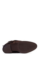 Woman Brown Chunky Heel Suede Leather Boat | Derimod Woman Brown Chunky Heel Suede Leather Boat | Derimod