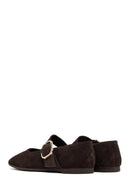 Woman Brown Buckled Suede Leather Babet | Derimod Woman Brown Buckled Suede Leather Babet | Derimod