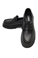Woman Black Thick-Soled Leather Masculine Loafers | Derimod Woman Black Thick-Soled Leather Masculine Loafers | Derimod