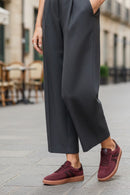 Woman Burgundy Laced Suede Leather Sneakers | Derimod Woman Burgundy Laced Suede Leather Sneakers | Derimod