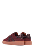 Woman Burgundy Laced Suede Leather Sneakers | Derimod Woman Burgundy Laced Suede Leather Sneakers | Derimod