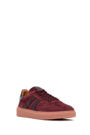 Woman Burgundy Laced Suede Leather Sneakers | Derimod Woman Burgundy Laced Suede Leather Sneakers | Derimod