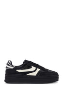 Women's Black Lace-Up Thick-Soled Sneaker | Derimod Women's Black Lace-Up Thick-Soled Sneaker | Derimod