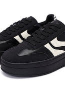 Women's Black Lace-Up Thick-Soled Sneaker | Derimod Women's Black Lace-Up Thick-Soled Sneaker | Derimod