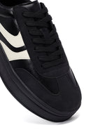 Women's Black Lace-Up Thick-Soled Sneaker | Derimod Women's Black Lace-Up Thick-Soled Sneaker | Derimod