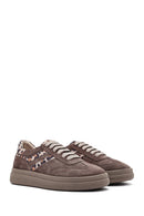 Women's Mink Lace-up Suede Leather Sneaker | Derimod Women's Mink Lace-up Suede Leather Sneaker | Derimod