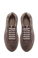 Women's Mink Lace-up Suede Leather Sneaker | Derimod Women's Mink Lace-up Suede Leather Sneaker | Derimod