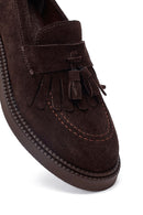 Woman Brown Tassel Suede Leather Loafer | Derimod Woman Brown Tassel Suede Leather Loafer | Derimod