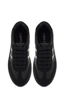Women's Black Lace-Up Thick-Soled Sneaker | Derimod Women's Black Lace-Up Thick-Soled Sneaker | Derimod