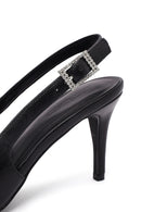 Women's Black Open Back Thin Heeled Shoes | Derimod Women's Black Open Back Thin Heeled Shoes | Derimod