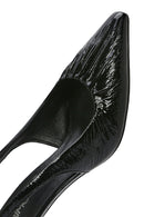 Women's Black Open Back Thin Heeled Leather Shoes | Derimod Women's Black Open Back Thin Heeled Leather Shoes | Derimod