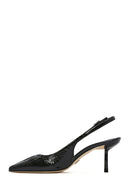 Women's Black Open Back Thin Heeled Leather Shoes | Derimod Women's Black Open Back Thin Heeled Leather Shoes | Derimod