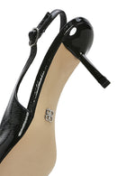 Women's Black Open Back Thin Heeled Leather Shoes | Derimod Women's Black Open Back Thin Heeled Leather Shoes | Derimod