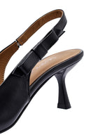 Women's Black Open Back Thin Heeled Leather Shoes | Derimod Women's Black Open Back Thin Heeled Leather Shoes | Derimod