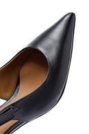 Women's Black Open Back Thin Heeled Leather Shoes | Derimod Women's Black Open Back Thin Heeled Leather Shoes | Derimod