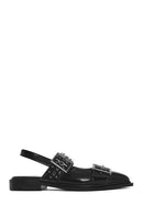 Women's Black Open Back Buckled Patent Leather Ballerinas | Derimod Women's Black Open Back Buckled Patent Leather Ballerinas | Derimod
