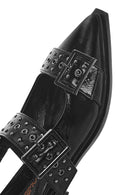 Women's Black Open Back Buckled Patent Leather Ballerinas | Derimod Women's Black Open Back Buckled Patent Leather Ballerinas | Derimod
