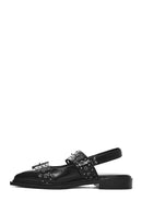 Women's Black Open Back Buckled Patent Leather Ballerinas | Derimod Women's Black Open Back Buckled Patent Leather Ballerinas | Derimod