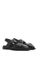 Women's Black Open Back Buckled Patent Leather Ballerinas | Derimod Women's Black Open Back Buckled Patent Leather Ballerinas | Derimod