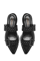Women's Black Open Back Buckled Patent Leather Ballerinas | Derimod Women's Black Open Back Buckled Patent Leather Ballerinas | Derimod
