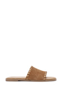 Women's Tan Suede Leather Slippers | Derimod Women's Tan Suede Leather Slippers | Derimod