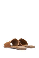 Women's Tan Suede Leather Slippers | Derimod Women's Tan Suede Leather Slippers | Derimod