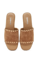 Women's Tan Suede Leather Slippers | Derimod Women's Tan Suede Leather Slippers | Derimod