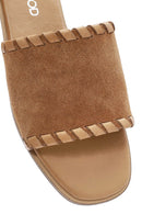 Women's Tan Suede Leather Slippers | Derimod Women's Tan Suede Leather Slippers | Derimod