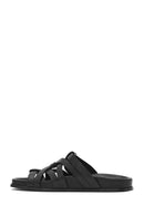 Women's Black Leather Slippers | Derimod Women's Black Leather Slippers | Derimod