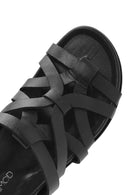 Women's Black Leather Slippers | Derimod Women's Black Leather Slippers | Derimod
