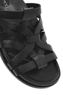 Women's Black Leather Slippers | Derimod Women's Black Leather Slippers | Derimod