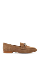Women's Tan Buckled Suede Leather Loafer | Derimod Women's Tan Buckled Suede Leather Loafer | Derimod
