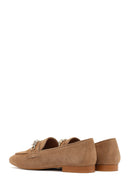 Women's Tan Buckled Suede Leather Loafer | Derimod Women's Tan Buckled Suede Leather Loafer | Derimod