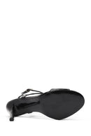 Women's Black Ankle Strap High Thin Heel Leather Sandals | Derimod Women's Black Ankle Strap High Thin Heel Leather Sandals | Derimod