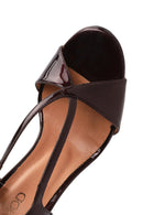 Women's Burgundy Ankle Strap High Thin Heel Leather Sandals | Derimod Women's Burgundy Ankle Strap High Thin Heel Leather Sandals | Derimod