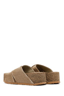 Women's Mink Thick Soled Suede Leather Slippers | Derimod Women's Mink Thick Soled Suede Leather Slippers | Derimod