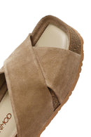 Women's Mink Thick Soled Suede Leather Slippers | Derimod Women's Mink Thick Soled Suede Leather Slippers | Derimod