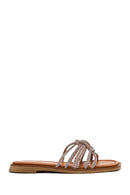 Women's Pink Stoned Leather Slippers | Derimod Women's Pink Stoned Leather Slippers | Derimod