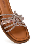 Women's Pink Stoned Leather Slippers | Derimod Women's Pink Stoned Leather Slippers | Derimod
