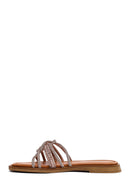 Women's Pink Stoned Leather Slippers | Derimod Women's Pink Stoned Leather Slippers | Derimod