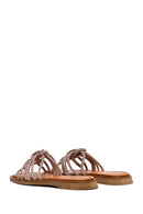 Women's Pink Stoned Leather Slippers | Derimod Women's Pink Stoned Leather Slippers | Derimod