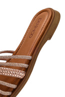 Women's Pink Stoned Leather Slippers | Derimod Women's Pink Stoned Leather Slippers | Derimod