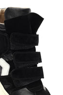 Women's Black Strappy Wedge Heel Leather Sneakers | Derimod Women's Black Strappy Wedge Heel Leather Sneakers | Derimod