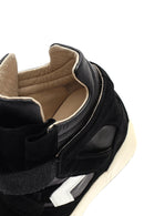 Women's Black Strappy Wedge Heel Leather Sneakers | Derimod Women's Black Strappy Wedge Heel Leather Sneakers | Derimod