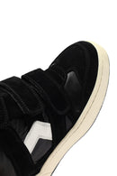 Women's Black Strappy Wedge Heel Leather Sneakers | Derimod Women's Black Strappy Wedge Heel Leather Sneakers | Derimod