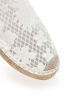 Women's Cream Patterned Espadrille Slippers | Derimod Women's Cream Patterned Espadrille Slippers | Derimod