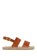 Woman Orange Woven Detail Suede Leather Espadrille Sandal | Derimod Woman Orange Woven Detail Suede Leather Espadrille Sandal | Derimod