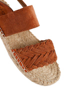Woman Orange Woven Detail Suede Leather Espadrille Sandal | Derimod Woman Orange Woven Detail Suede Leather Espadrille Sandal | Derimod