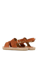 Woman Orange Woven Detail Suede Leather Espadrille Sandal | Derimod Woman Orange Woven Detail Suede Leather Espadrille Sandal | Derimod